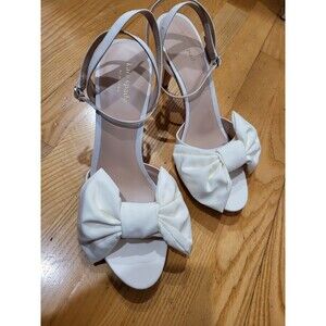 Kate Spade Women's New York Gloria Ivory Satin Heel Pump Sandal, Size 10.5 M